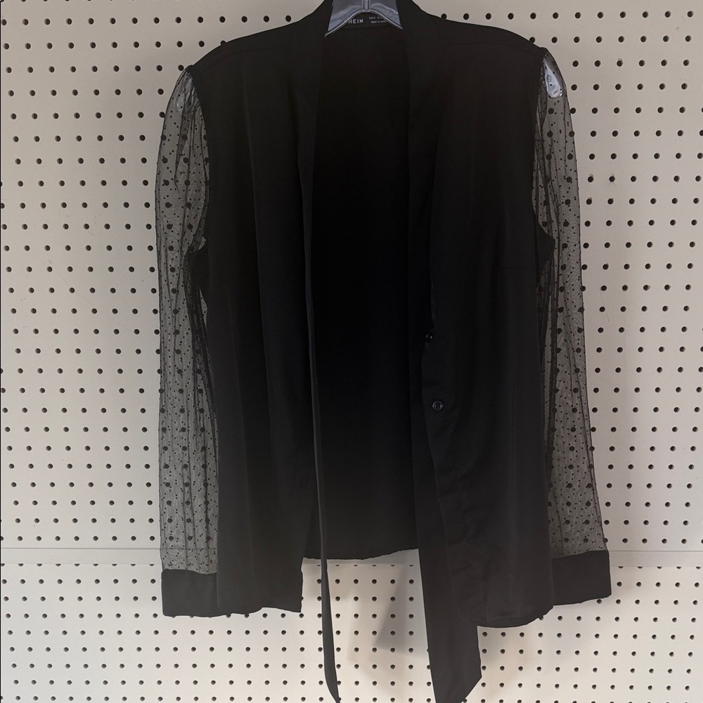 SHEIN Black Blazer with Sheer Sleeves